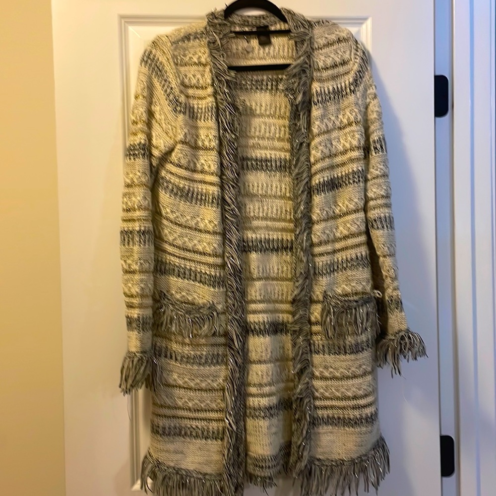 BKE boutique fringed cardigan, great condition